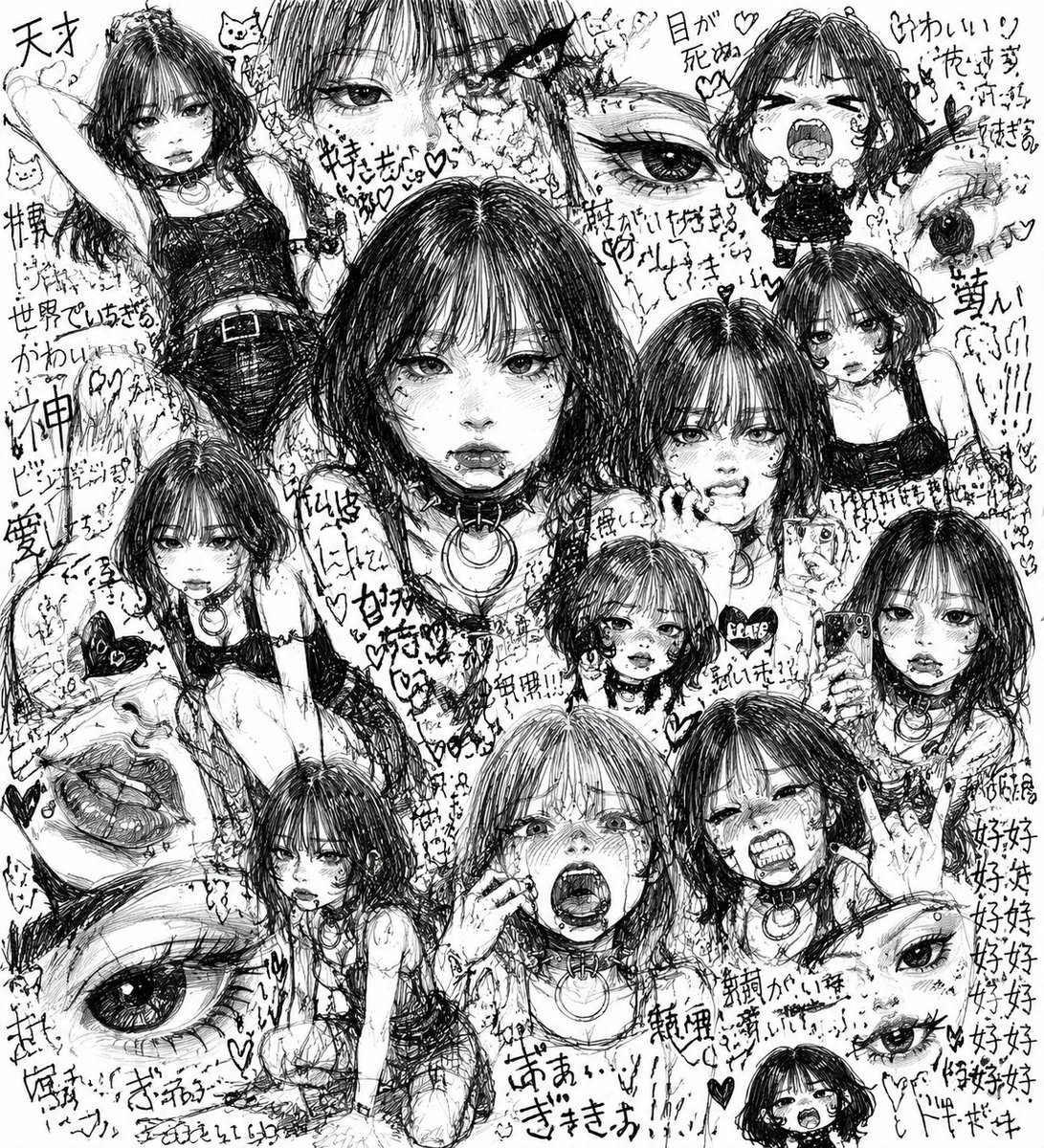 漫画/故事板 - 哥特动漫速写本拼贴