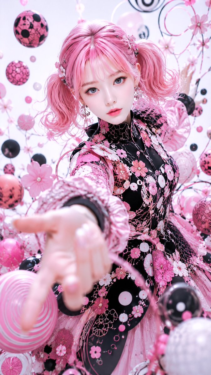 社交媒体帖子 - 粉色哥特花卉幻想人像
