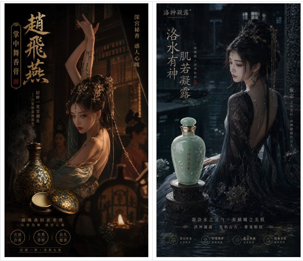产品营销 - 中国风幻想香水双联画