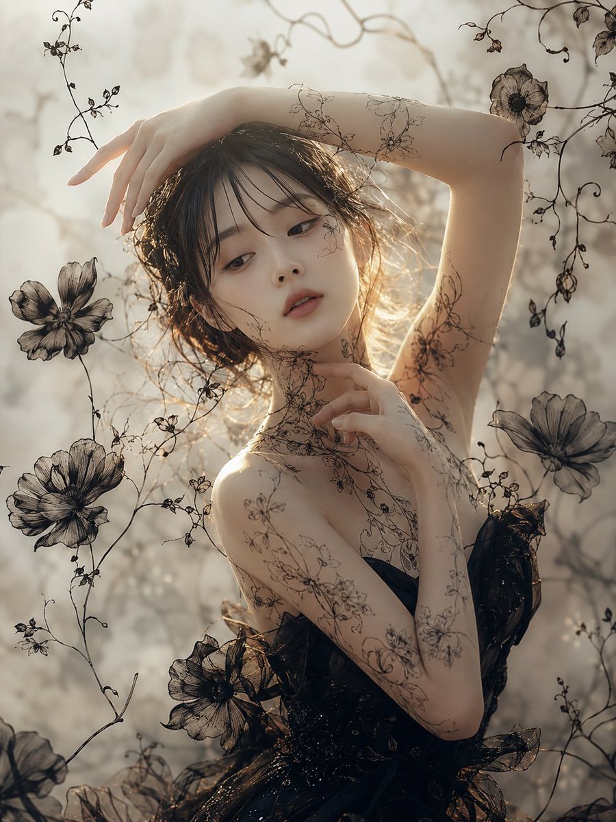 社交媒体帖子 - 空灵植物人像