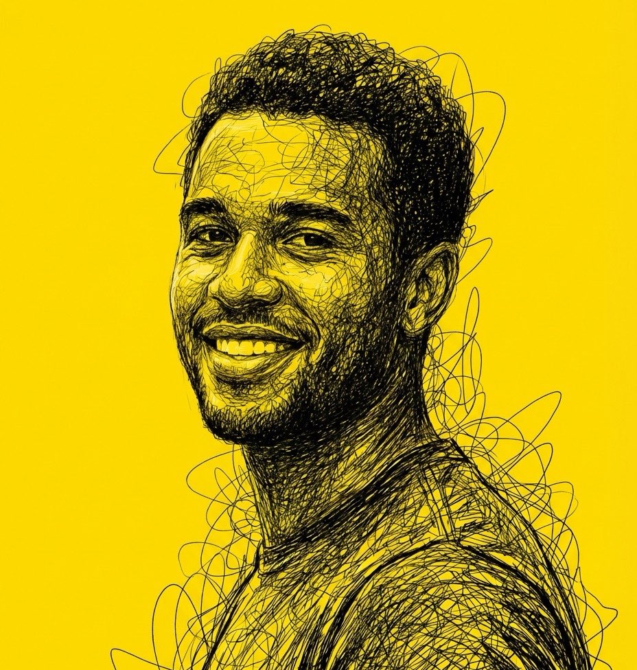 社交媒体帖子 - 高对比度涂鸦艺术人像