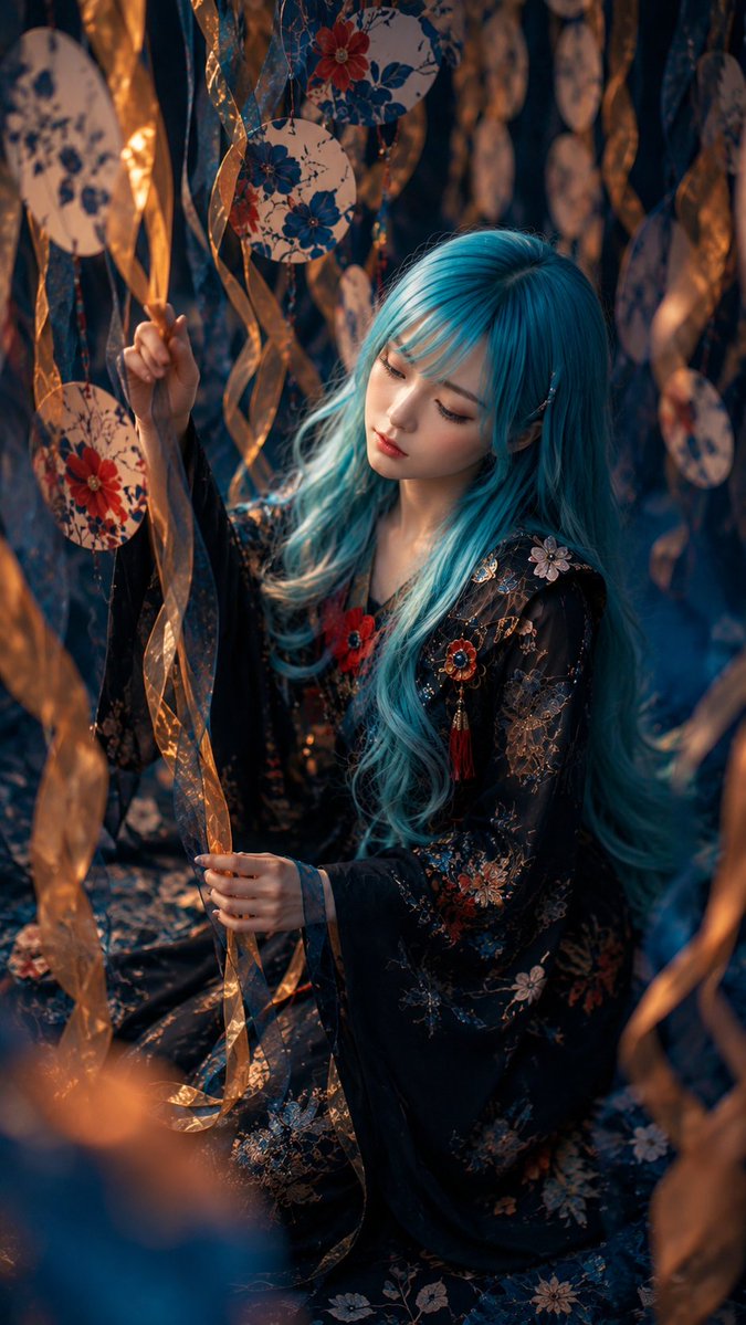 个人资料/头像 - 蓝发节日人像