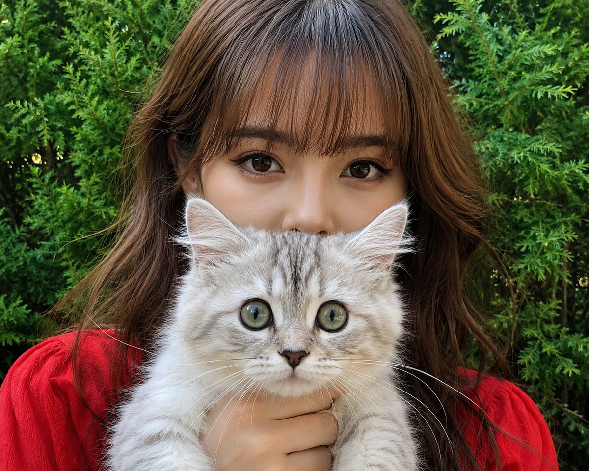 头像 / 个人资料 - 抱小猫的女性特写